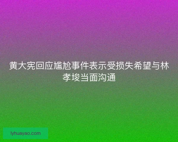 黄大宪回应尴尬事件表示受损失希望与林孝埈当面沟通